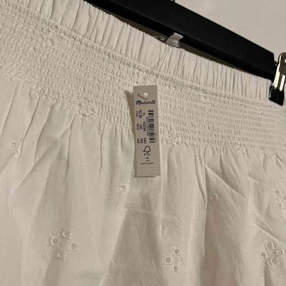 NWT 1XL Madewell Embroidered Smock-Waist Ruffle Mini Skirt in Eyelet White - Picture 5 of 7